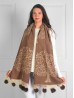 Cashmere Feeling Tree of Life Scarf with Pom-Poms